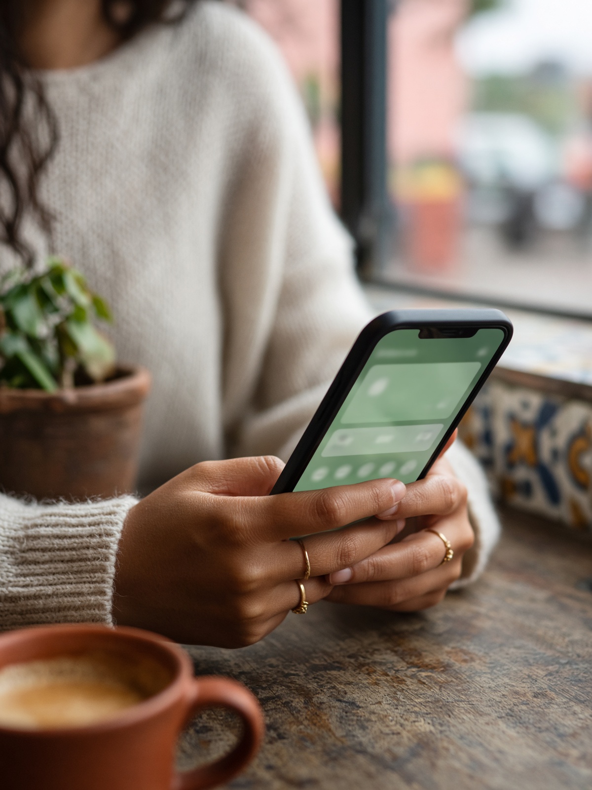 Persona usando la App de Banco Azteca